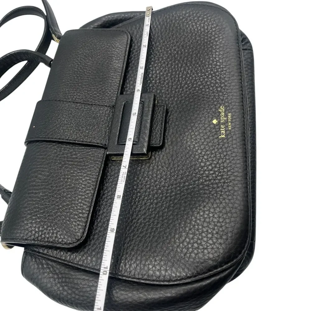 Kate Spade Satchel Crossbody Bag Carlyle Street Justina Pebbled Leather Black